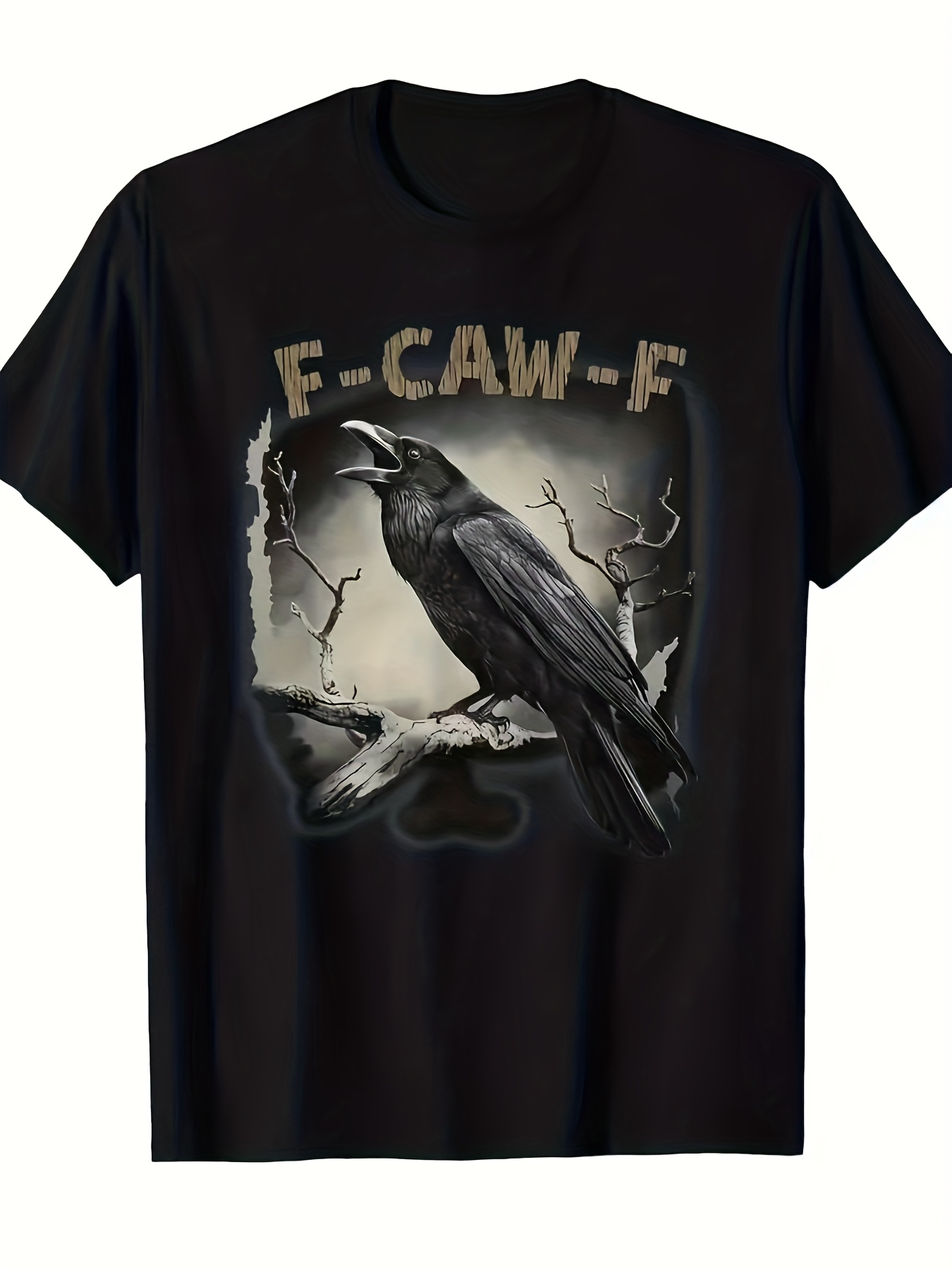 Men's Graphic T-Shirt FCAWF Moonlit Branches With Dramatic Stormy Nighttime Background Raven