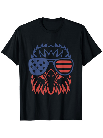 Men's Graphic T-Shirt Bold Patriotic Sunglasses With Stars Stripes On Majestic Eagle