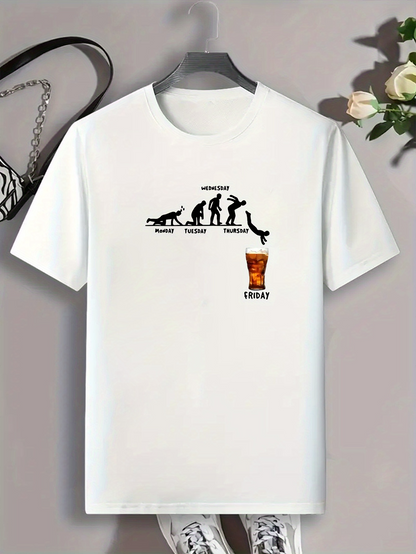 Men's Graphic T-Shirt Evolution Stages With Glass Of Beer Under Sunlight
