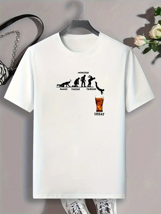 Men's Graphic T-Shirt Evolution Stages With Glass Of Beer Under Sunlight