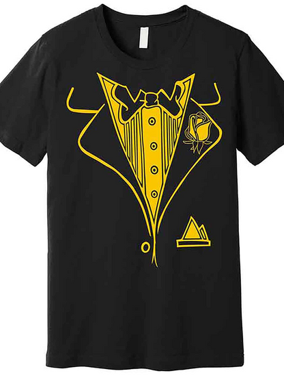 Men's Graphic T-Shirt Gold Lining With Cartoon Style Print Suit Jacket Design Shirt