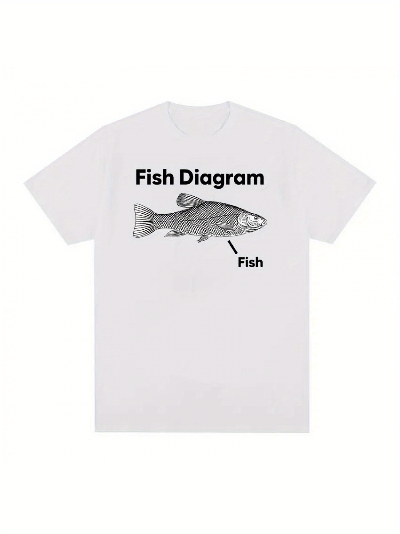 Men's Graphic T-Shirt Fish Diagram Monochrome Illustration Labeled With Scientific Arrow Fish
