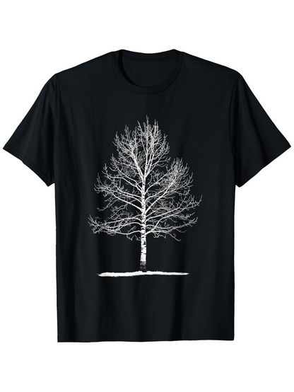 Men's Graphic T-Shirt Minimalist Bare Branches With Subtle Shadow Featuring A Lone Winter Tree