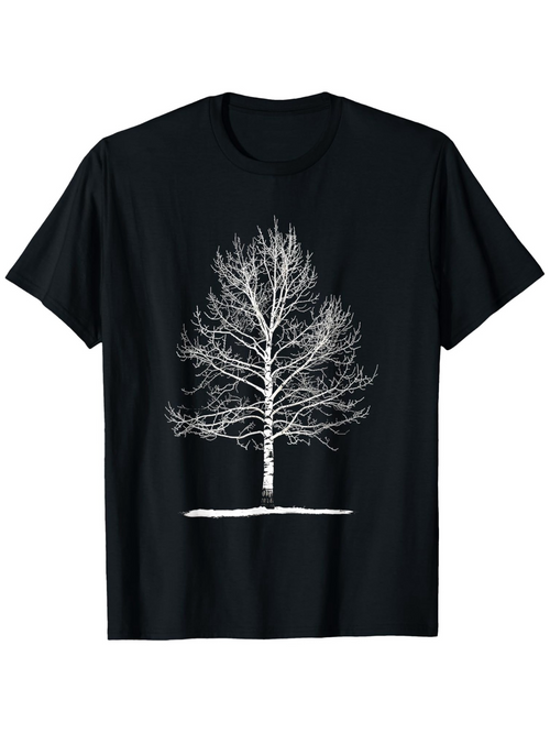 Men's Graphic T-Shirt Minimalist Bare Branches With Subtle Shadow Featuring A Lone Winter Tree