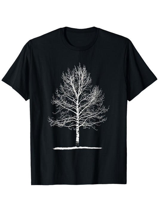 Men's Graphic T-Shirt Minimalist Bare Branches With Subtle Shadow Featuring A Lone Winter Tree