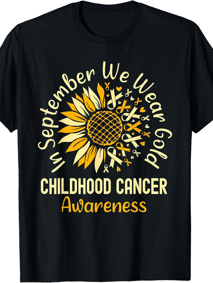 Men's Graphic T-Shirt In September We Wear Gold Sunflower And Childhood Cancer Awareness Message