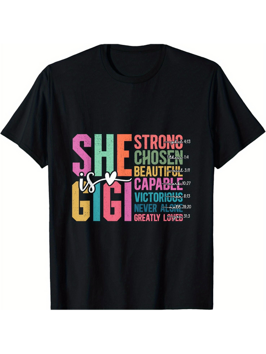 Men's Graphic T-Shirt She Gigi Colorful Encouraging Words With Heart Among Bold Text