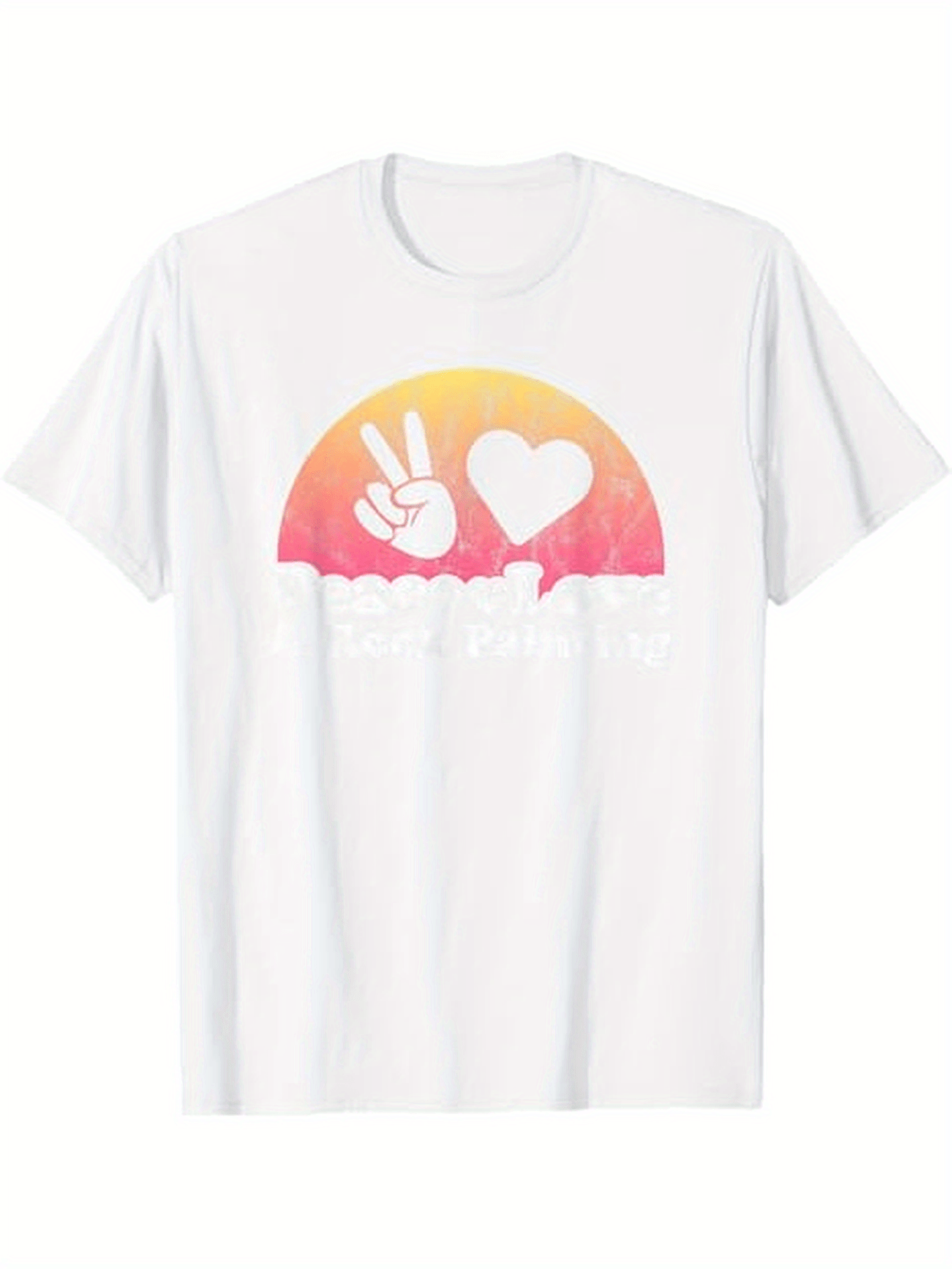 Men's Graphic T-Shirt Sunset Peace Sign And Heart Above Clouds