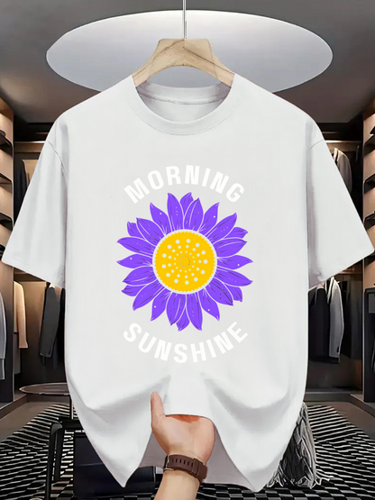 Men's Graphic T-Shirt Morning Sunshine Purple And Yellow Blossom Under Radiant Daylight Sunflower