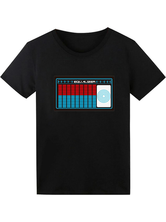Men's Graphic T-Shirt Classic Retro Grid With Vibrant Blue Red Sound Mixer