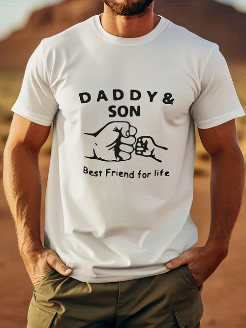 Men's Graphic T-Shirt Daddy And Son Holding Hands With Friendship And Bonding Gesture