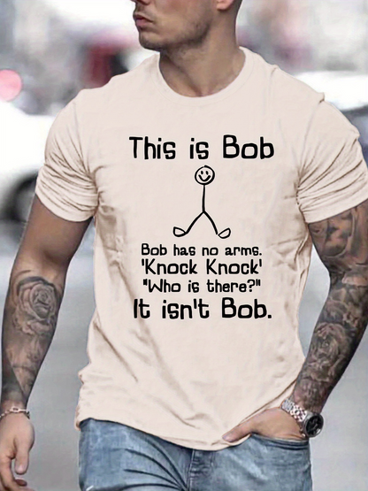 Men's Graphic T-Shirt This Is Bob Knock Knock Joke With Funny Stick Man Drawing