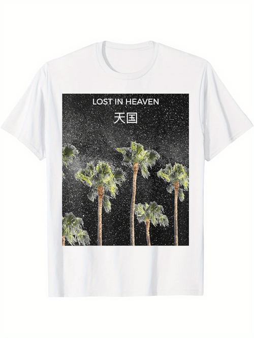 Men's Graphic T-Shirt Lost In Heaven Starry Night With Tall Palm Trees
