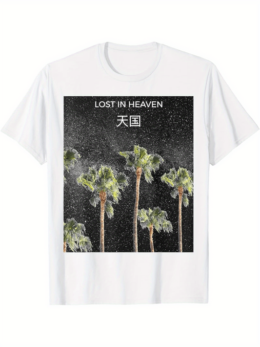 Men's Graphic T-Shirt Lost In Heaven Starry Night With Tall Palm Trees