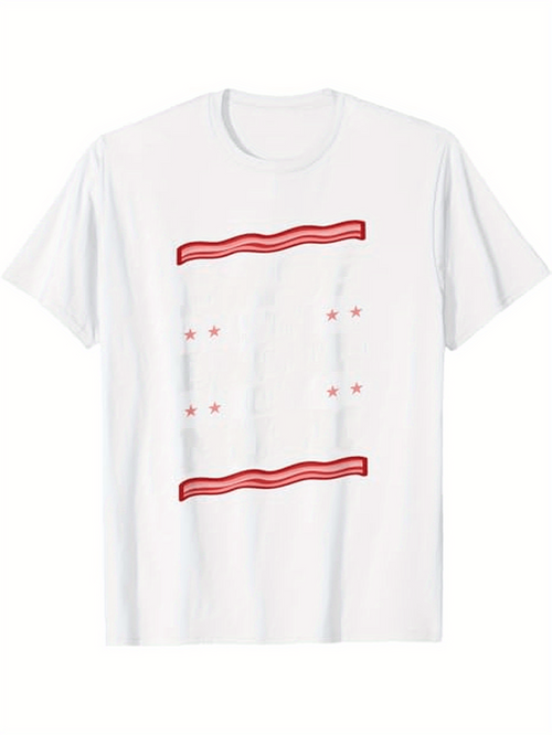 Men's Graphic T-Shirt Minimalist Breakfast Pattern With Strips Of Crispy Bacon Graphic