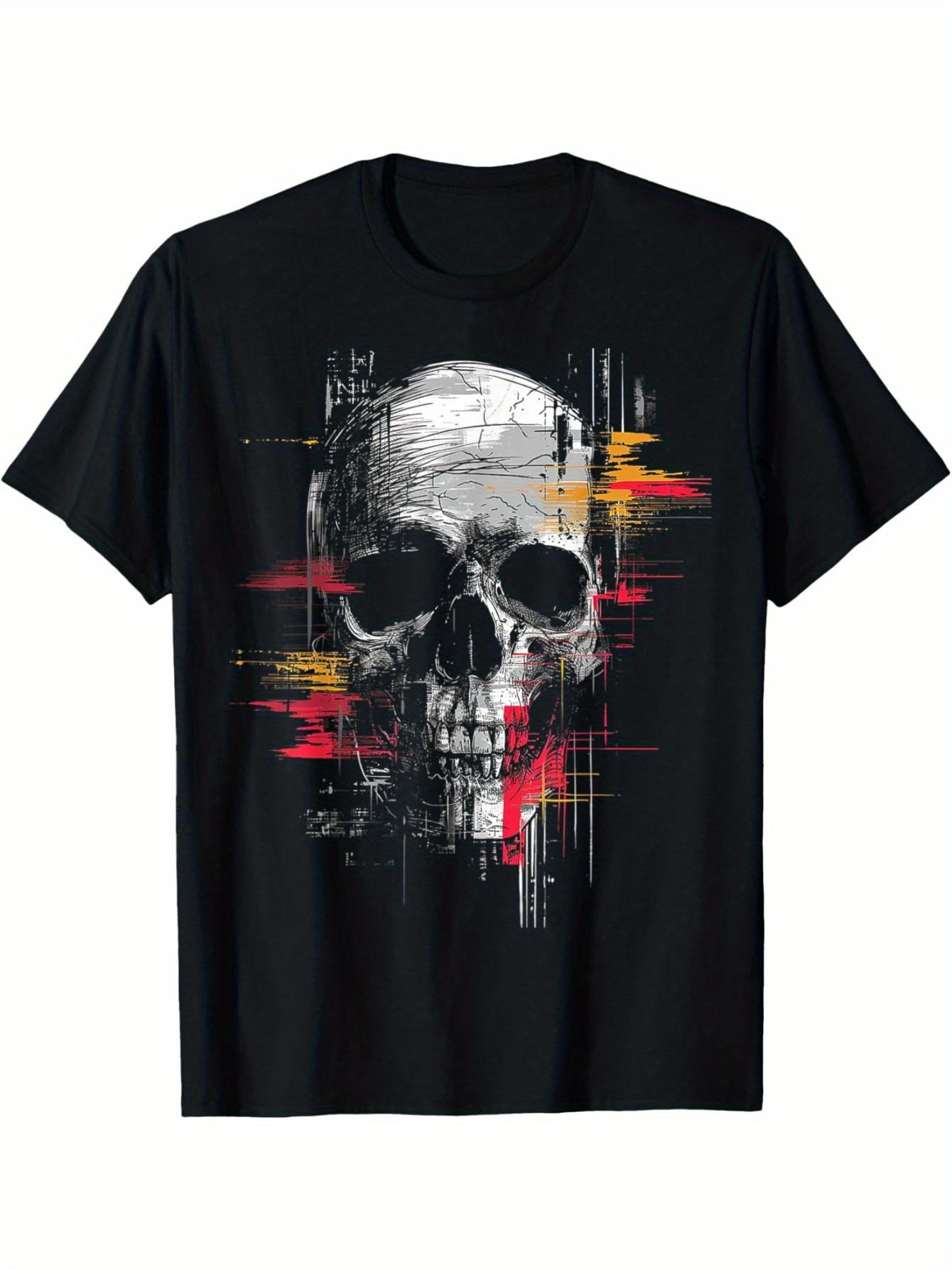 Men's Graphic T-Shirt Artistic Grunge Streaks And Distressed Effects Skull