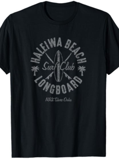 Men's Graphic T-Shirt Surf Club With Palm Trees And Vintage Style Surfboard