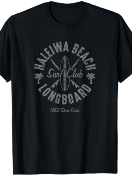 Men's Graphic T-Shirt Surf Club With Palm Trees And Vintage Style Surfboard