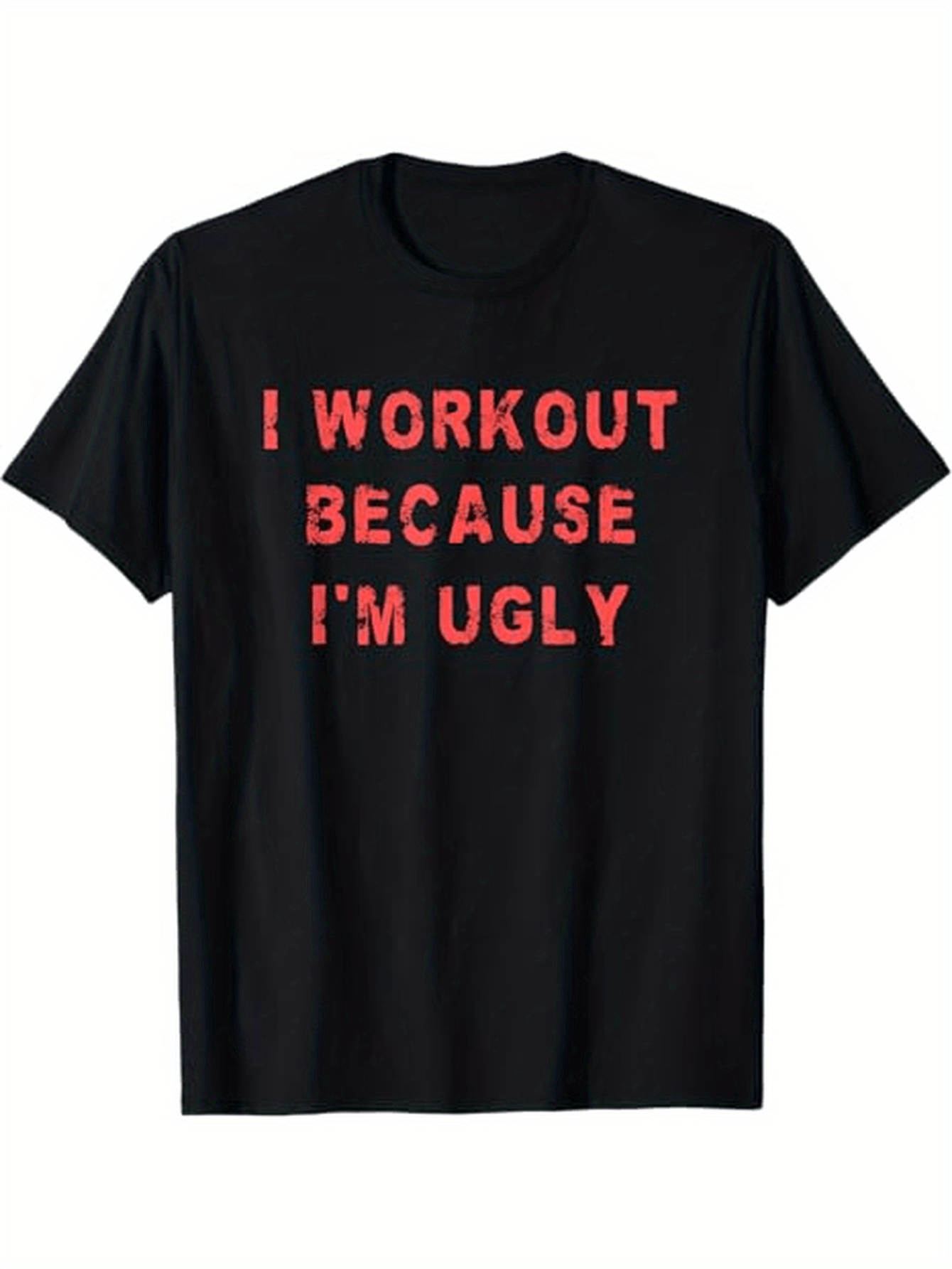 Men's Graphic T-Shirt Red Bold Lettering With Large Text Center On Black Shirt