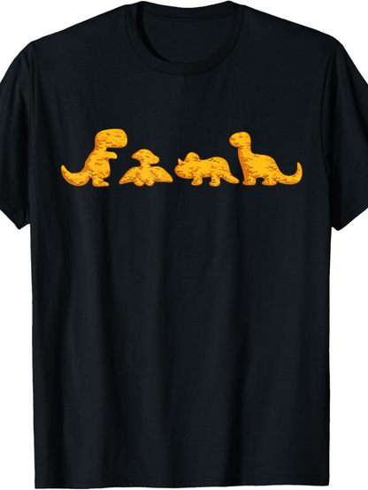 Men's Graphic T-Shirt Bright Golden Playful Shapes Among Peaceful Dinosaur Family