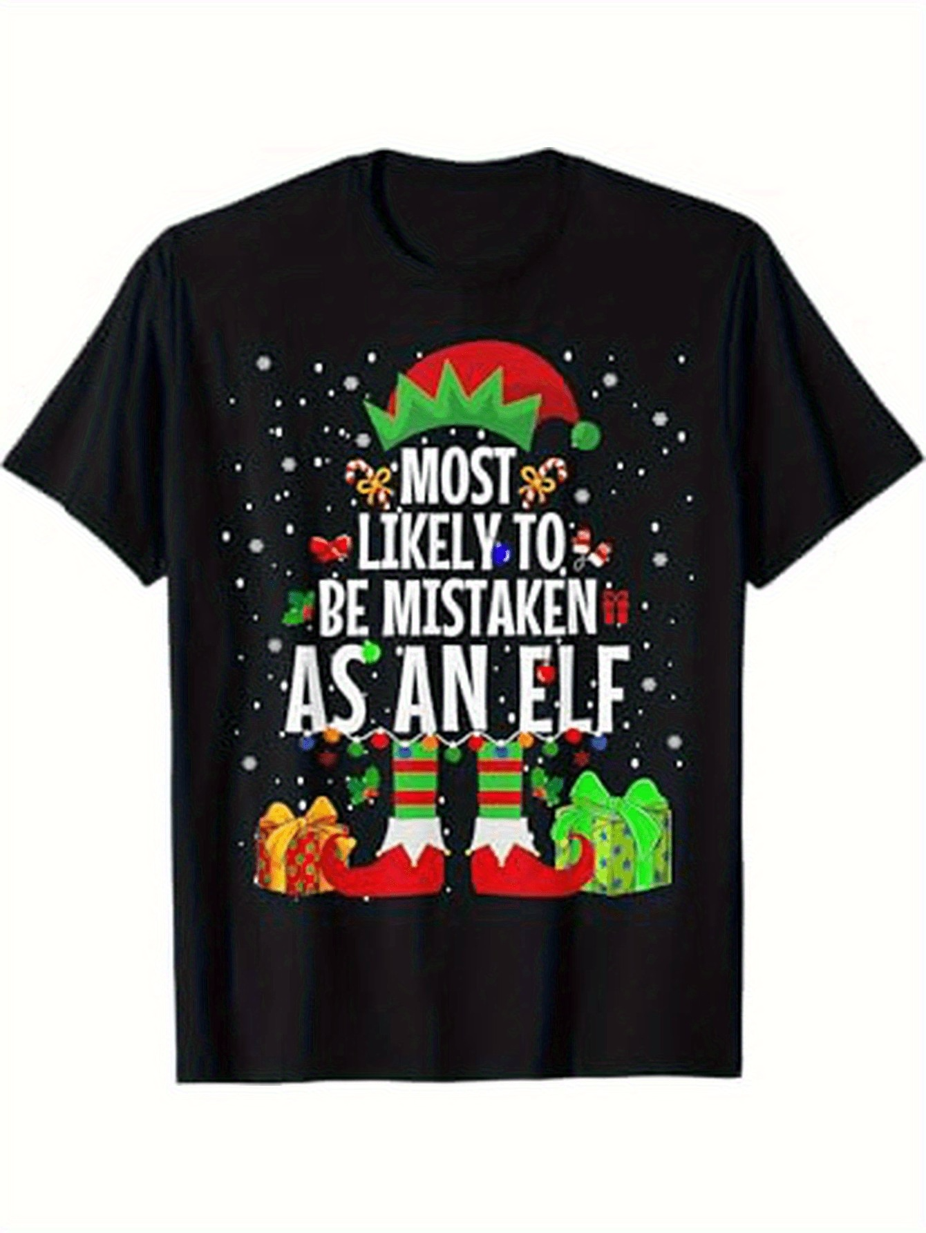 Men's Graphic T-Shirt Most Likely To Be Mistaken As An Elf Festive Holiday Cheerful Snowy Elf Design