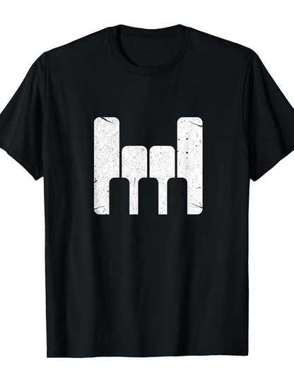 Men's Graphic T-Shirt Distressed Abstract White Vertical Bars Minimalist Graphic Icon