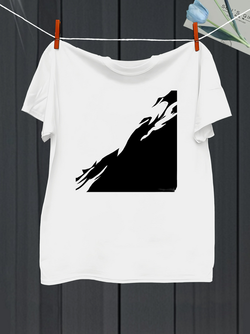 Men's Graphic T-Shirt Abstract Graphic Silhouette With Sharp Dynamic Black Angular Lines Wolf