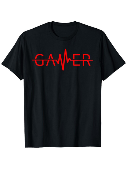 Men's Graphic T-Shirt Gamer Red Pulse Line Central Graphic T Shirt