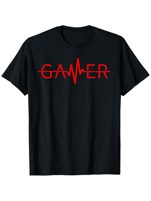 Men's Graphic T-Shirt Gamer Red Pulse Line Central Graphic T Shirt