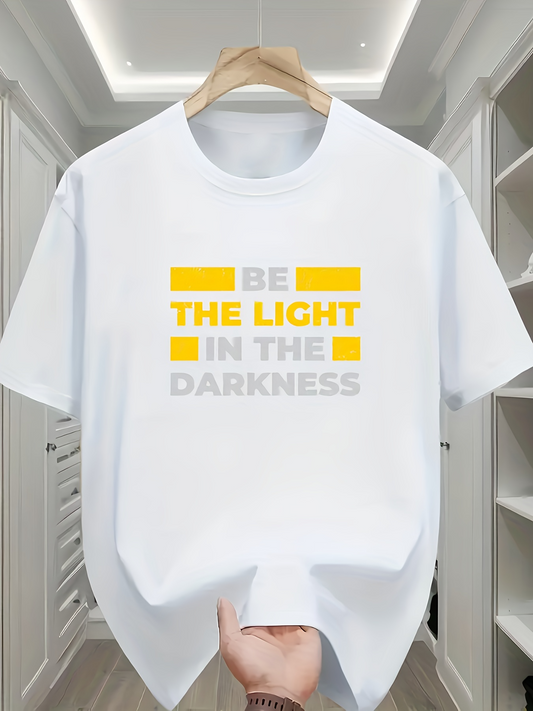 Men's Graphic T-Shirt Be The Light In The Glowing Yellow Modern Darkness