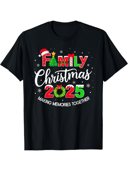 Men's Graphic T-Shirt Family Christmas Making Memories Together With Festive Lettering And Decorative Elements