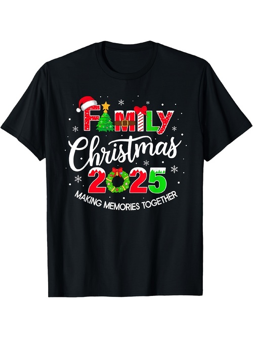Men's Graphic T-Shirt Family Christmas Making Memories Together With Festive Lettering And Decorative Elements