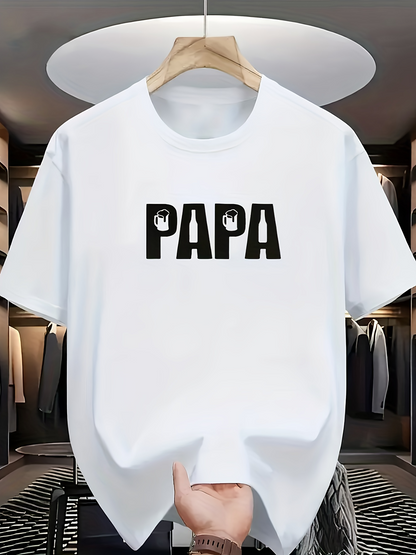 Men's Graphic T-Shirt Minimal Bold Block Letters With Unique Character Accents Papa