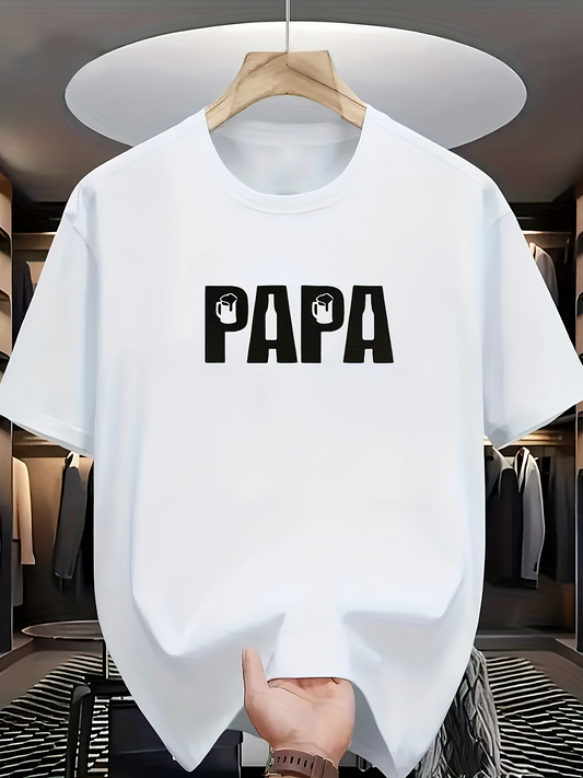 Men's Graphic T-Shirt Minimal Bold Block Letters With Unique Character Accents Papa
