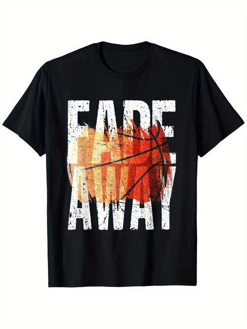 Men's Graphic T-Shirt Fade Away Urban Texture With Orange Basketball Design Centered Ball
