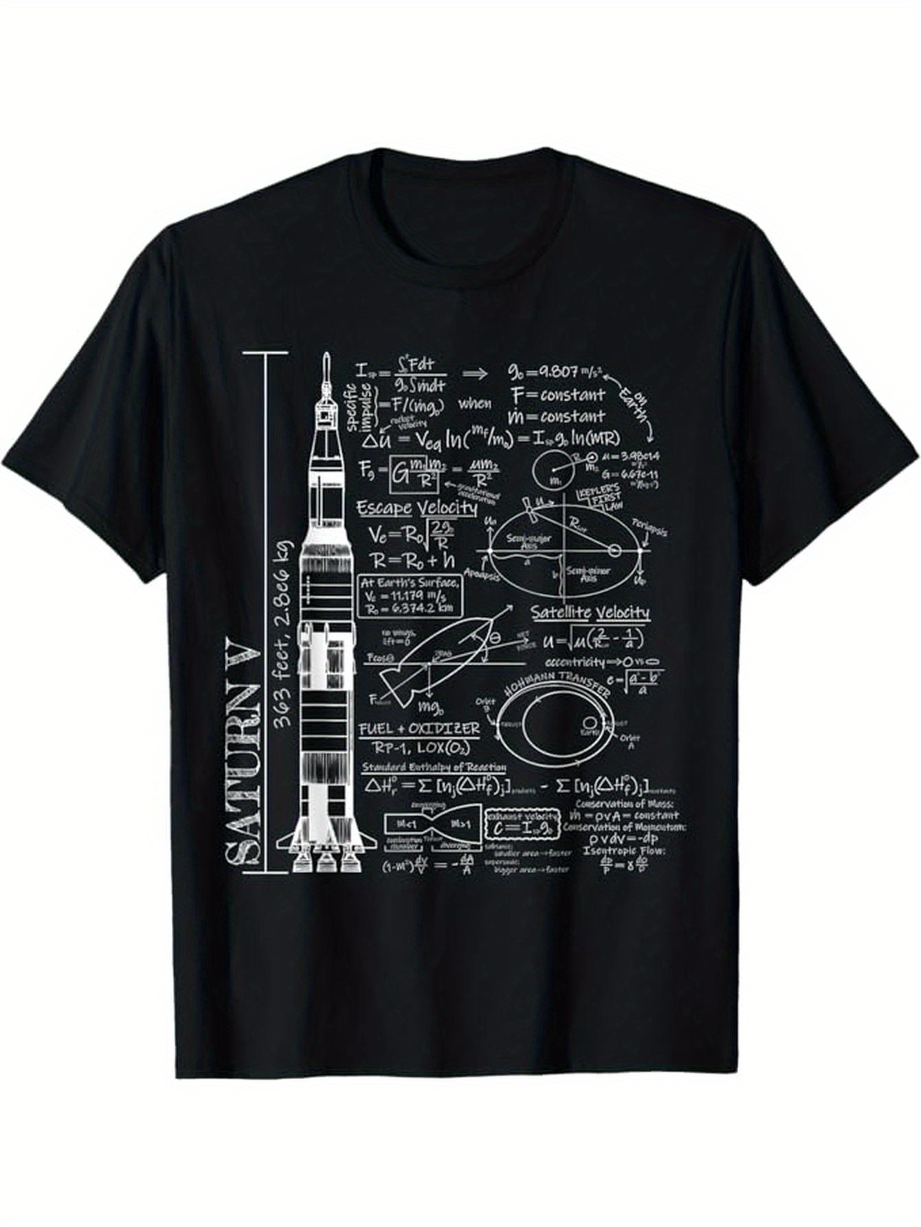 Men's Graphic T-Shirt Saturn V Rocket Handwritten Notes With Detailed Engineering Diagrams