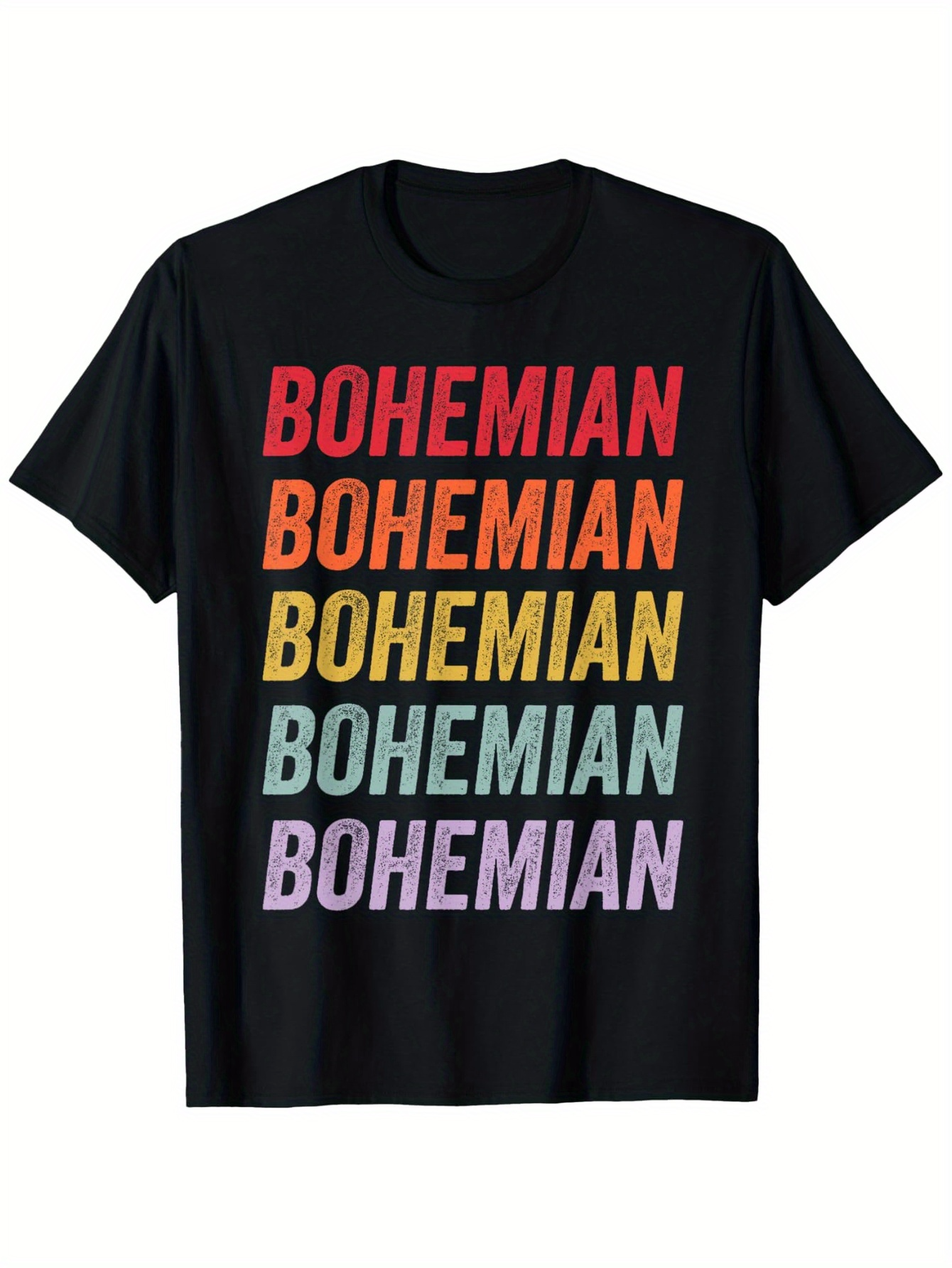 Men's Graphic T-Shirt Bohemian Rainbow Colors Bold Statement Typography