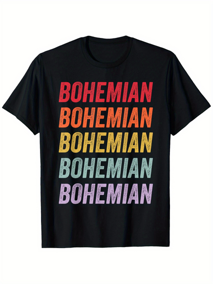 Men's Graphic T-Shirt Bohemian Rainbow Colors Bold Statement Typography