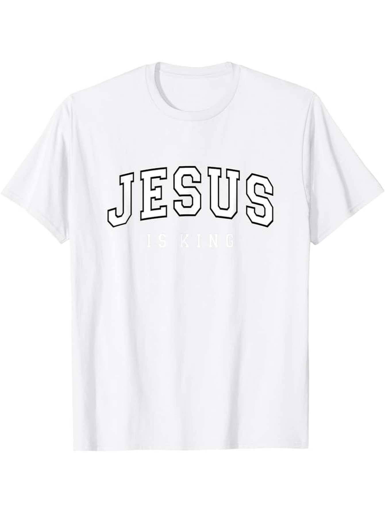 Men's Graphic T-Shirt Bold Outlined College Style Text With Classic Monochrome White T Shirt