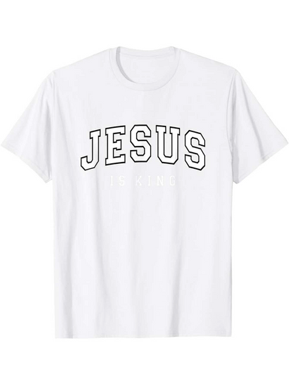 Men's Graphic T-Shirt Bold Outlined College Style Text With Classic Monochrome White T Shirt