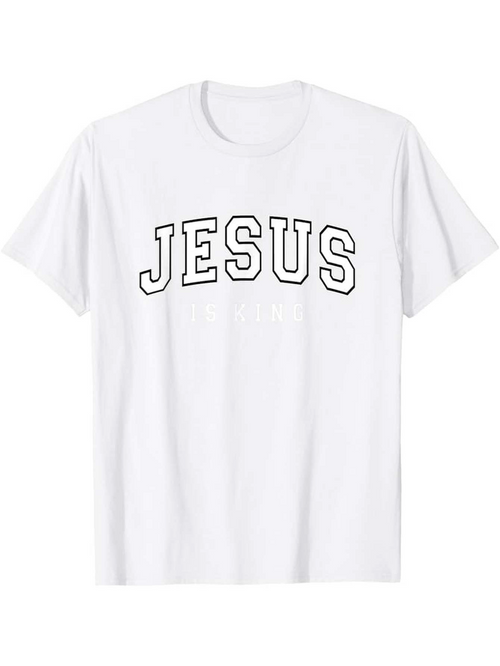 Men's Graphic T-Shirt Bold Outlined College Style Text With Classic Monochrome White T Shirt