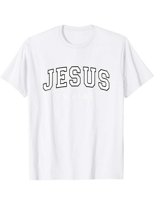 Men's Graphic T-Shirt Bold Outlined College Style Text With Classic Monochrome White T Shirt