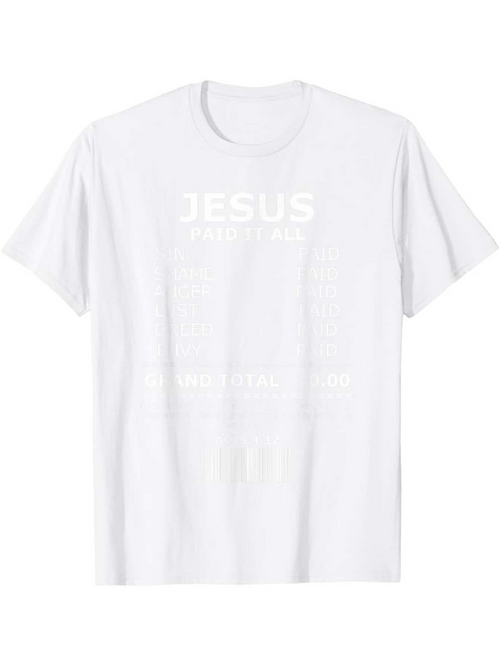 Men's Graphic T-Shirt Jesus Text Message Printed On White Cotton T Shirt