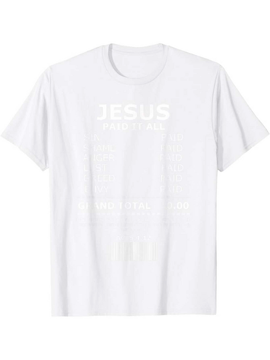 Men's Graphic T-Shirt Jesus Text Message Printed On White Cotton T Shirt