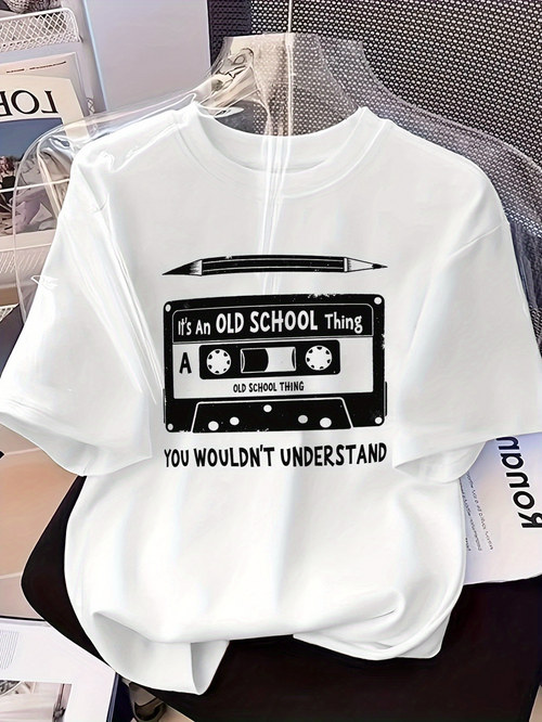 Men's Graphic T-Shirt Its An Old School Thing Cassette Tape With Vintage Retro Graphic Motif