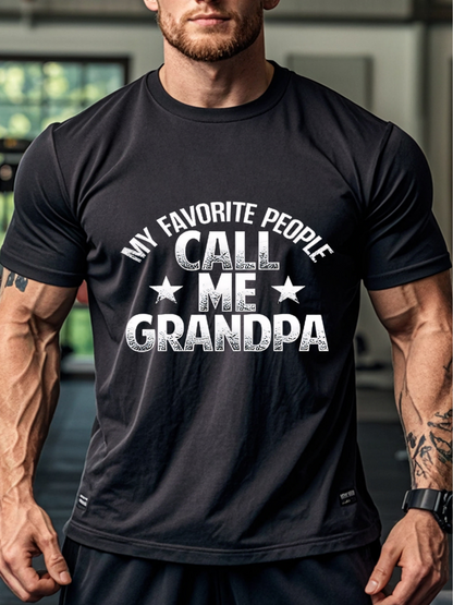 Men's Graphic T-Shirt My Favorite People Call Me Grandpa With Bold Lettering And Star Accents T Shirt