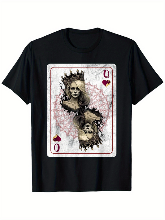 Men's Graphic T-Shirt Dark Artistic Illustration Playing Card Queen