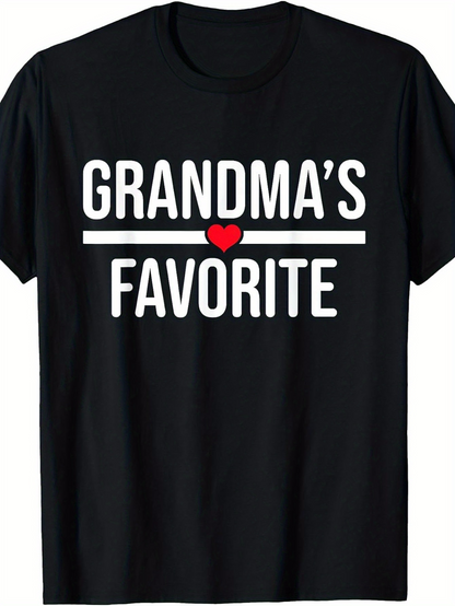 Men's Graphic T-Shirt Grandmas Favorite Bold White Letters With A Small Red Heart