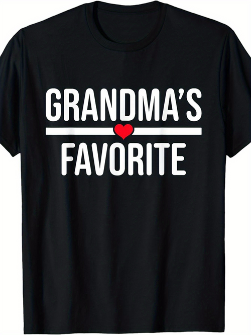 Men's Graphic T-Shirt Grandmas Favorite Bold White Letters With A Small Red Heart