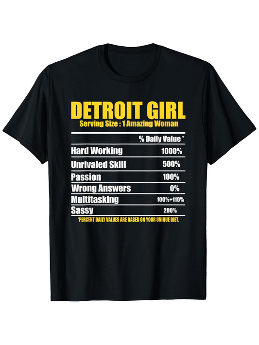 Men's Graphic T-Shirt Detroit Girl Sassy Attitude With Nutrition Label Inspired Graphic